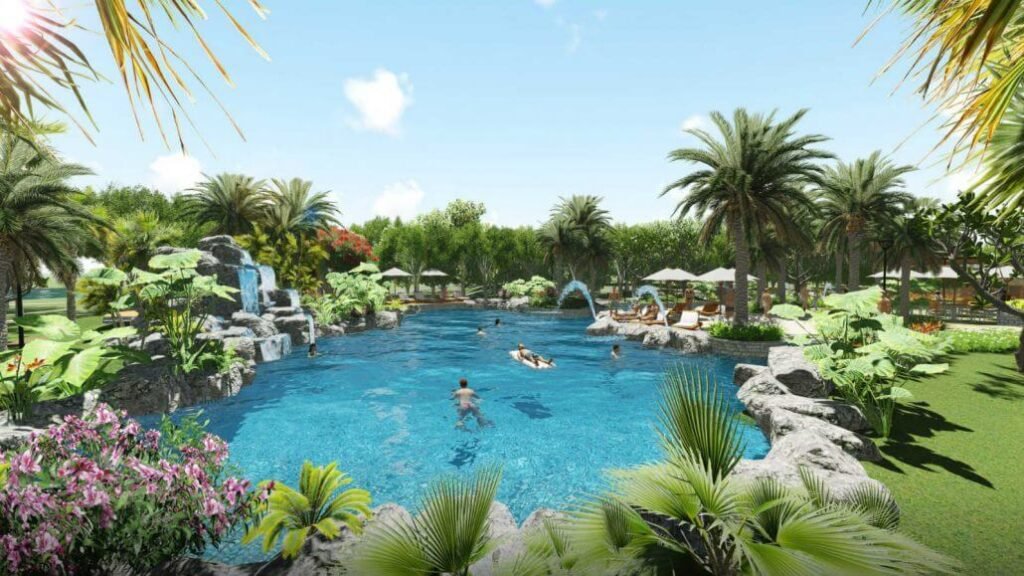 Hồ bơi ngay tại lòng dự án Palm Marina chuẩn phong cách resort